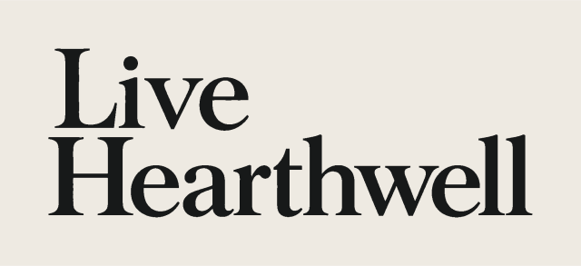 Dark on ivory Live Hearthwell wordmark
