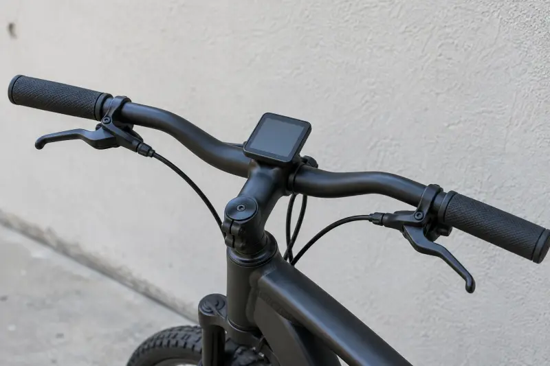 Plain cycle handlebars with brake levers and a blank display.